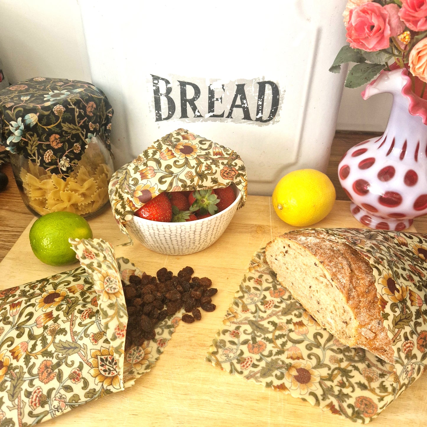 Set of 3 Beeswax Food Wraps | William Morris Evenlode Natural