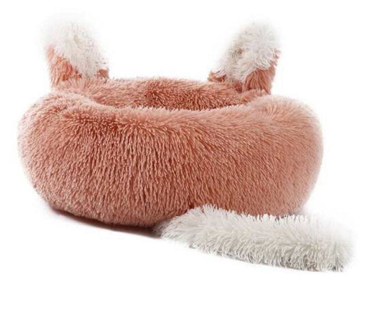 Plush Pet Bed with Ears and Tail for Cats and Small Dogs - Fast Shipping